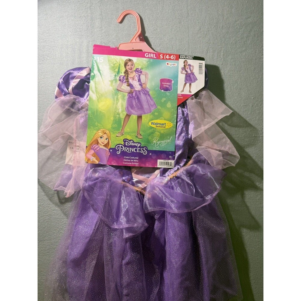 Princess Rapunzel Glow purple Kids Costume Dress Size S NWT
